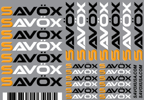 Savox Logo Sticker Sheet - 210x150mm Decal Set for RC Vehicles
