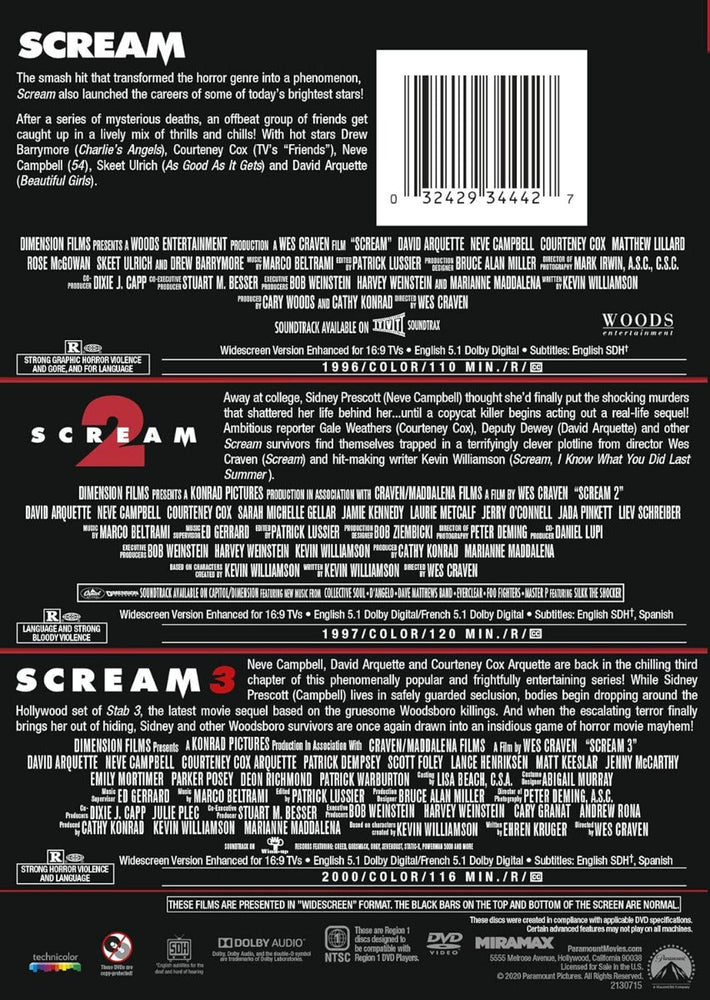 Scream Triple Feature (Widescreen, Amaray Case, 3 Pack, Subtitled) (Dvd) [DVD] (ONLINE ORDER ONLY)