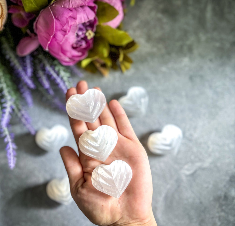 2" Selenite Shell Hearts, White Crystal Heart (ONLINE ORDER ONLY)