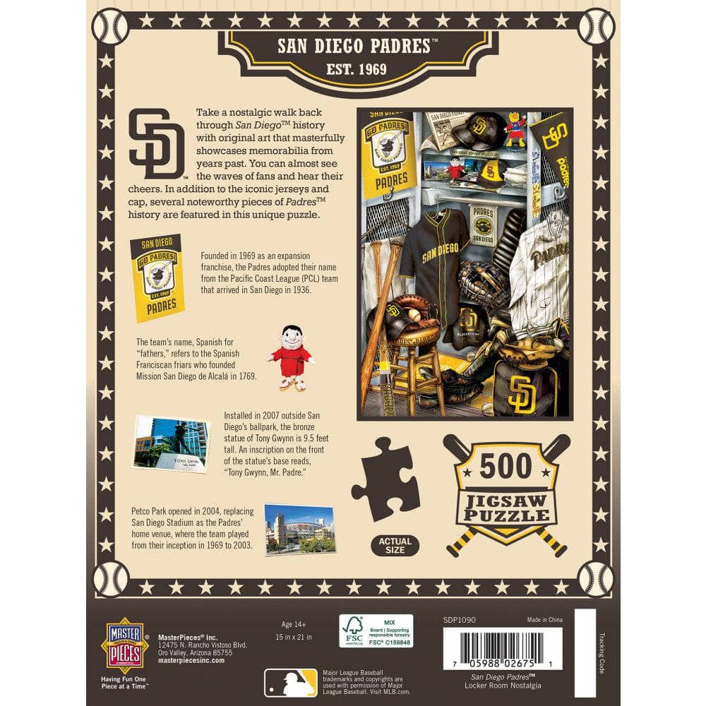 San Diego Padres - Locker Room 500 Piece Jigsaw Puzzle