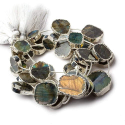11x9-21x19mm Silver Leafed Labradorite plain slice strand 7 beads (ONLINE ORDER ONLY)