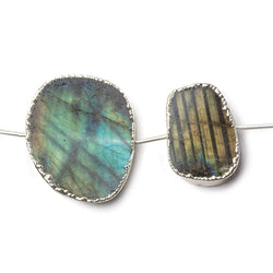 Silver Leafed Labradorite plain slice strand 7 beads 14x11-28x24mm (ONLINE ORDER ONLY)