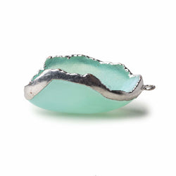 Silver Leafed Seafoam Green Concave Drusy Pendant 1 focal bead 33x25x13mm  A Grade (ONLINE ORDER ONLY)