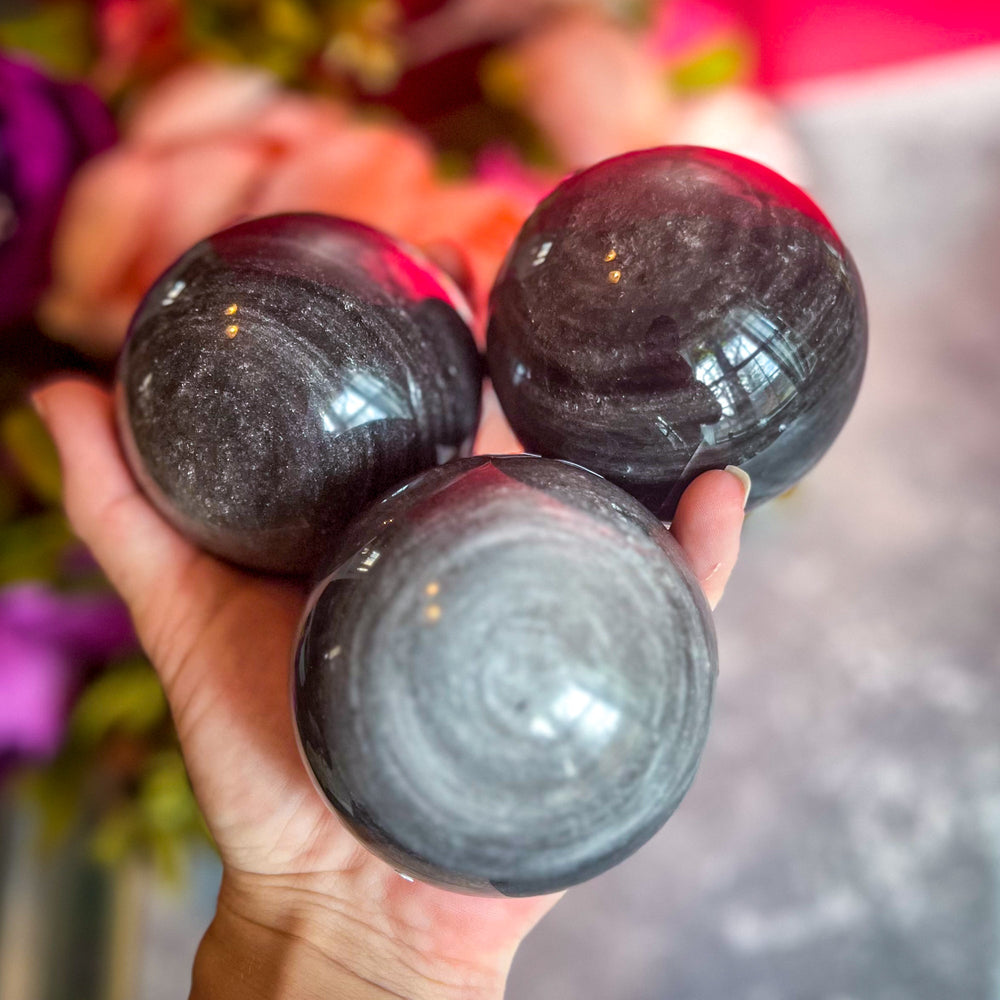 Silver Obsidian Crystal Spheres (ONLINE ORDER ONLY)
