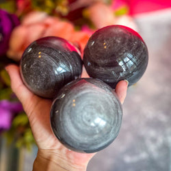 Silver Obsidian Crystal Spheres (ONLINE ORDER ONLY)