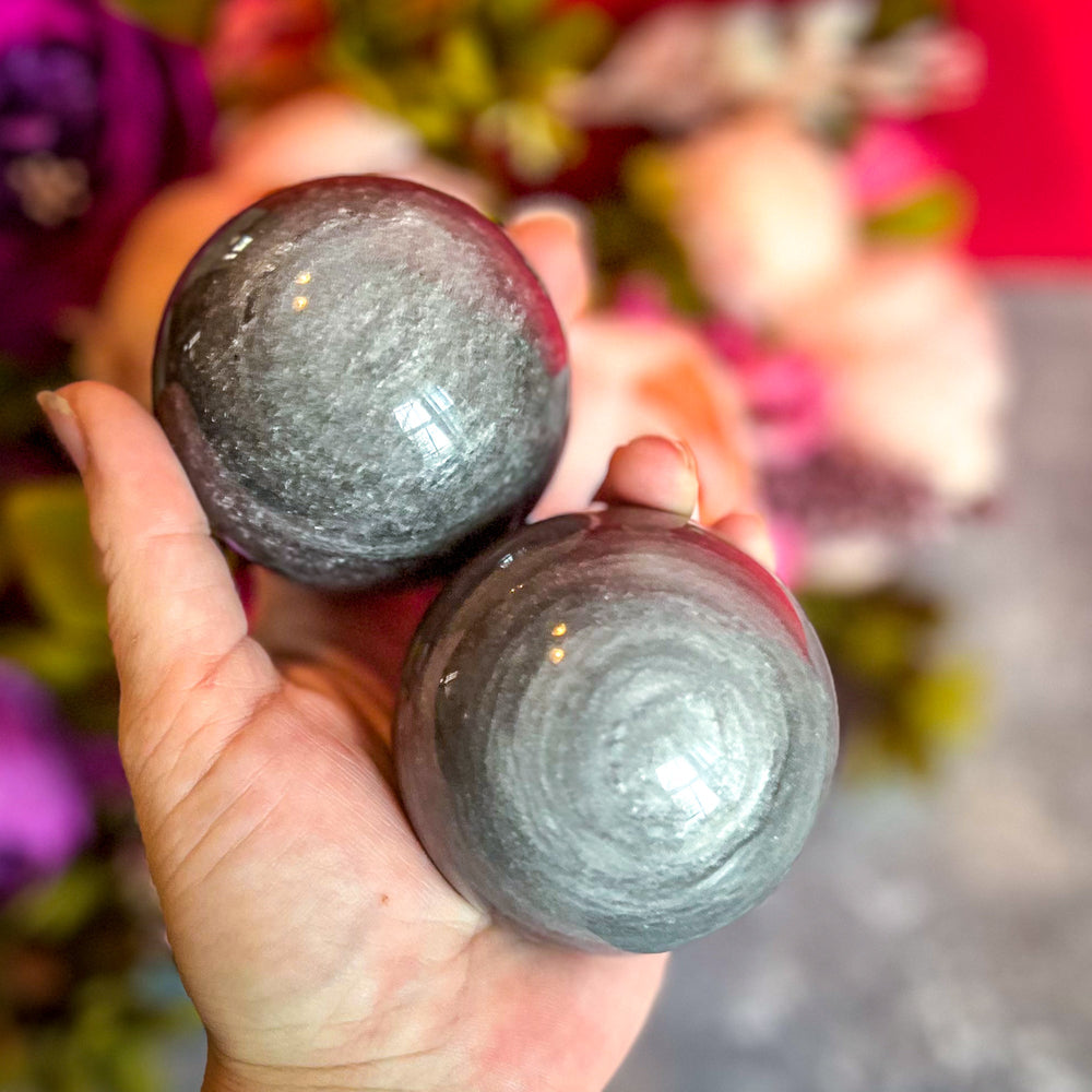 Silver Obsidian Crystal Spheres (ONLINE ORDER ONLY)