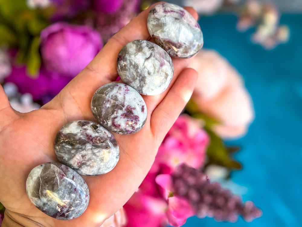 Small Red Tourmaline Palmstones, Rubellite Palm Stones (ONLINE ORDER ONLY)