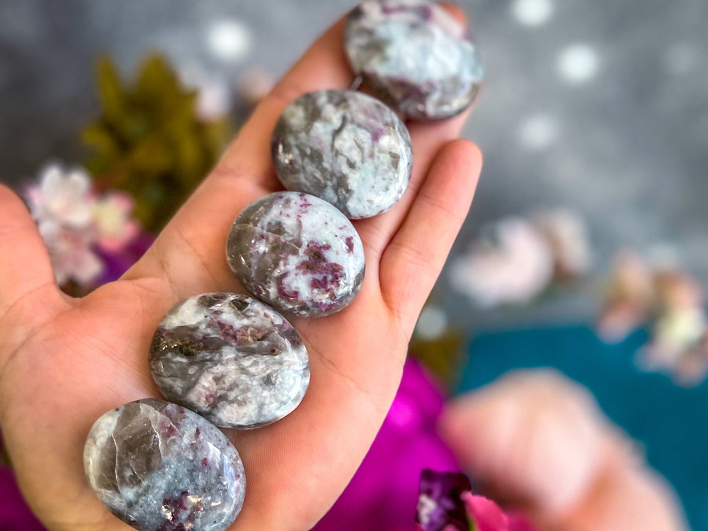 Small Red Tourmaline Palmstones, Rubellite Palm Stones (ONLINE ORDER ONLY)