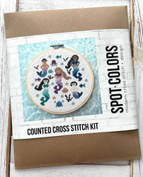 Multicultural Mermaids & Mermen Cross Stitch Kit – Whimsical 6” Ocean-Themed Design (ONLINE ORDER ONLY)
