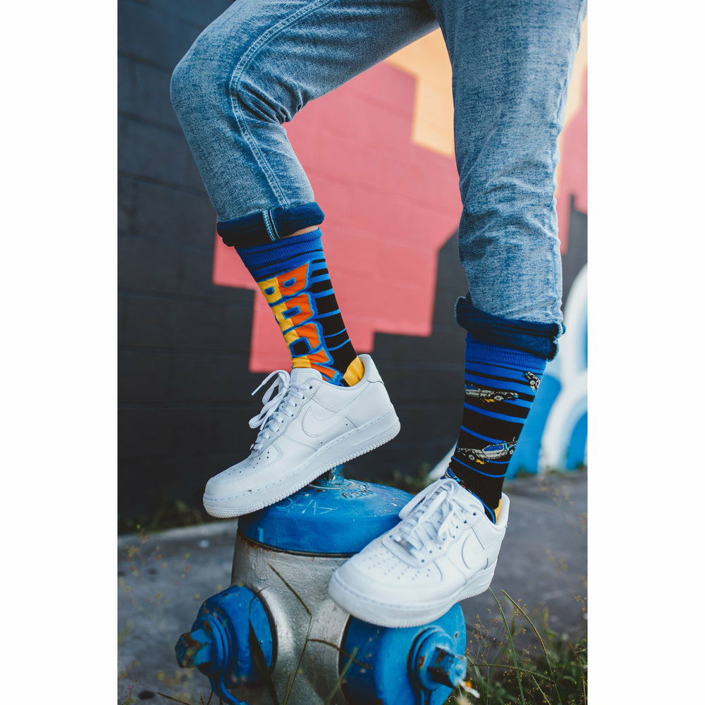 Back to the Future "88 MPH" Men's Crew Straight Down Knit Mix-Match Socks (Size 6-13) (ONLINE ORDER ONLY)