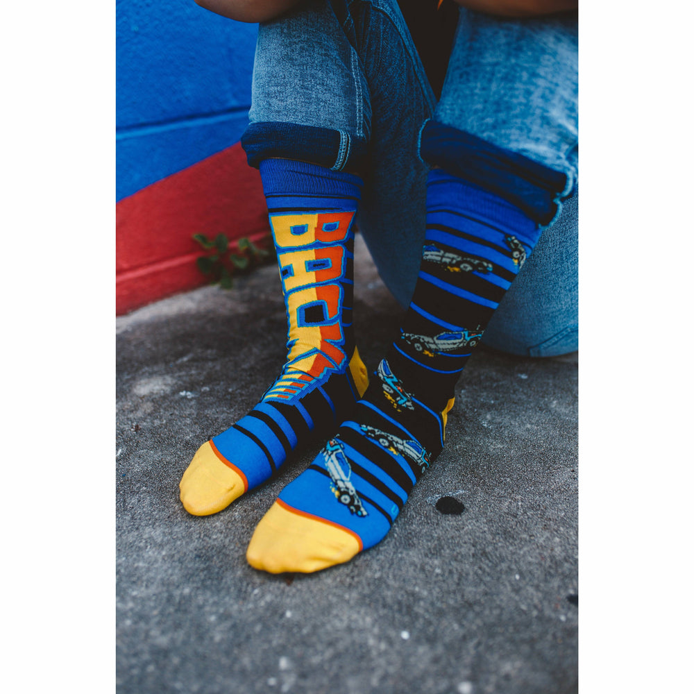 Back to the Future "88 MPH" Men's Crew Straight Down Knit Mix-Match Socks (Size 6-13) (ONLINE ORDER ONLY)