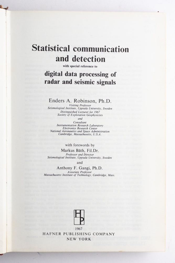 Statistical Communication and Detection (ONLINE ORDER ONLY)