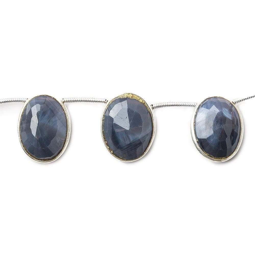 Sterling Silver Bezel Set Violet Scapolite Pavilion Faceted Oval Beads (ONLINE ORDER ONLY)