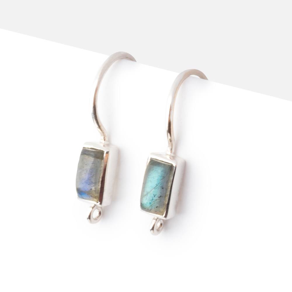 Sterling Silver Labradorite Plain Baguette Earwire Set of 2 pieces (ONLINE ORDER ONLY)