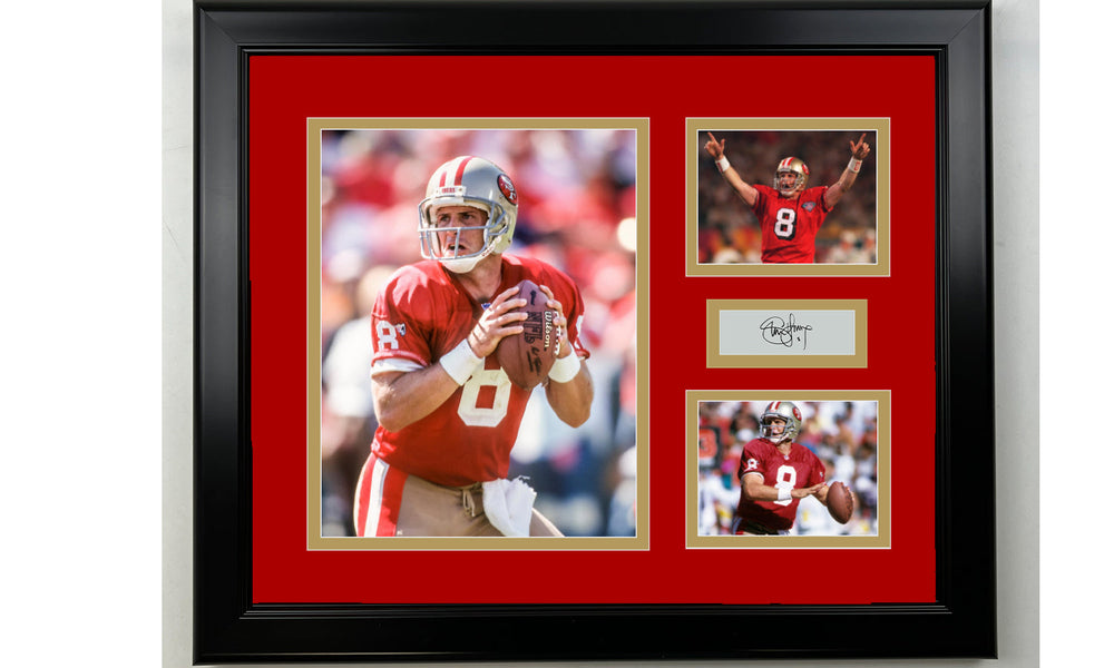 Framed Steve Young San Francisco 49ers Facsimile Laser Engraved Signature Football 14x11 3 Photo Collage (ONLINE ORDER ONLY)