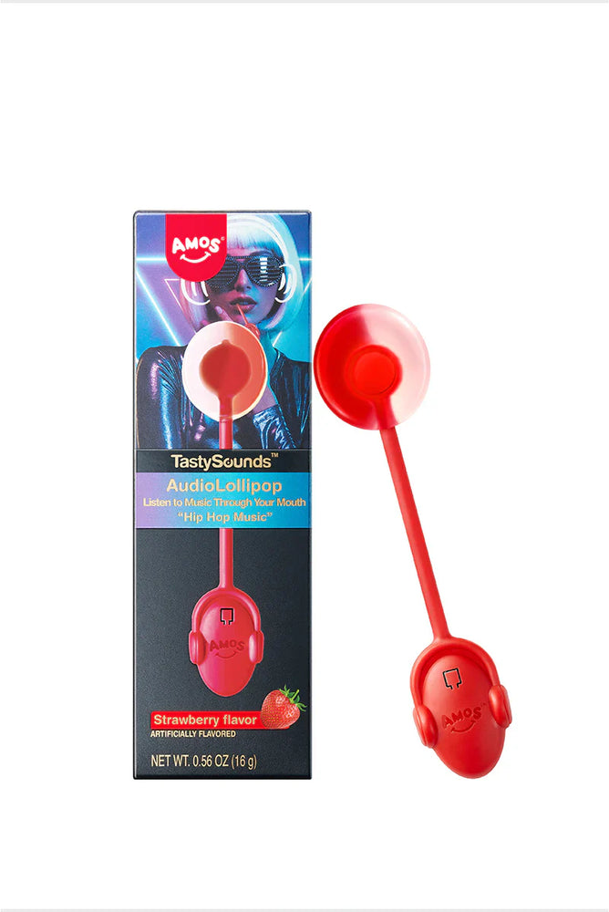 AMOS TastySounds Audio Lollipop “Hip Hop Music” Strawberry Flavor (12g) (ONLINE ORDER ONLY)