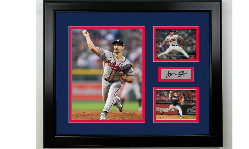 Framed Spencer Strider Atlanta Braves Facsimile Laser Engraved Signature Baseball 14x11 3 Photo Collage (ONLINE ORDER ONLY)