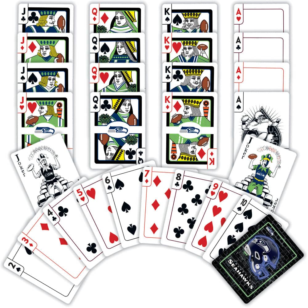 Seattle Seahawks Neon Playing Cards - 54 Card Deck