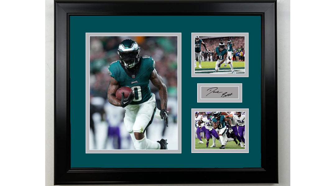 Framed D'Andre Swift Philadelphia Eagles Facsimile Laser Engraved Signature Football 14x11 3 Photo Collage (ONLINE ORDER ONLY)