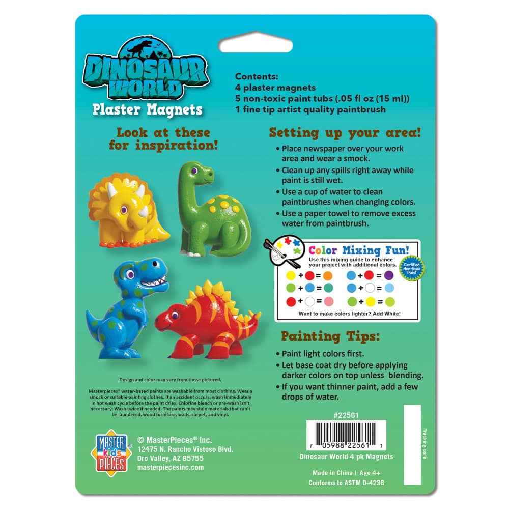 Dinosaur World - 6-Pack Plaster Magnets Paint Kit