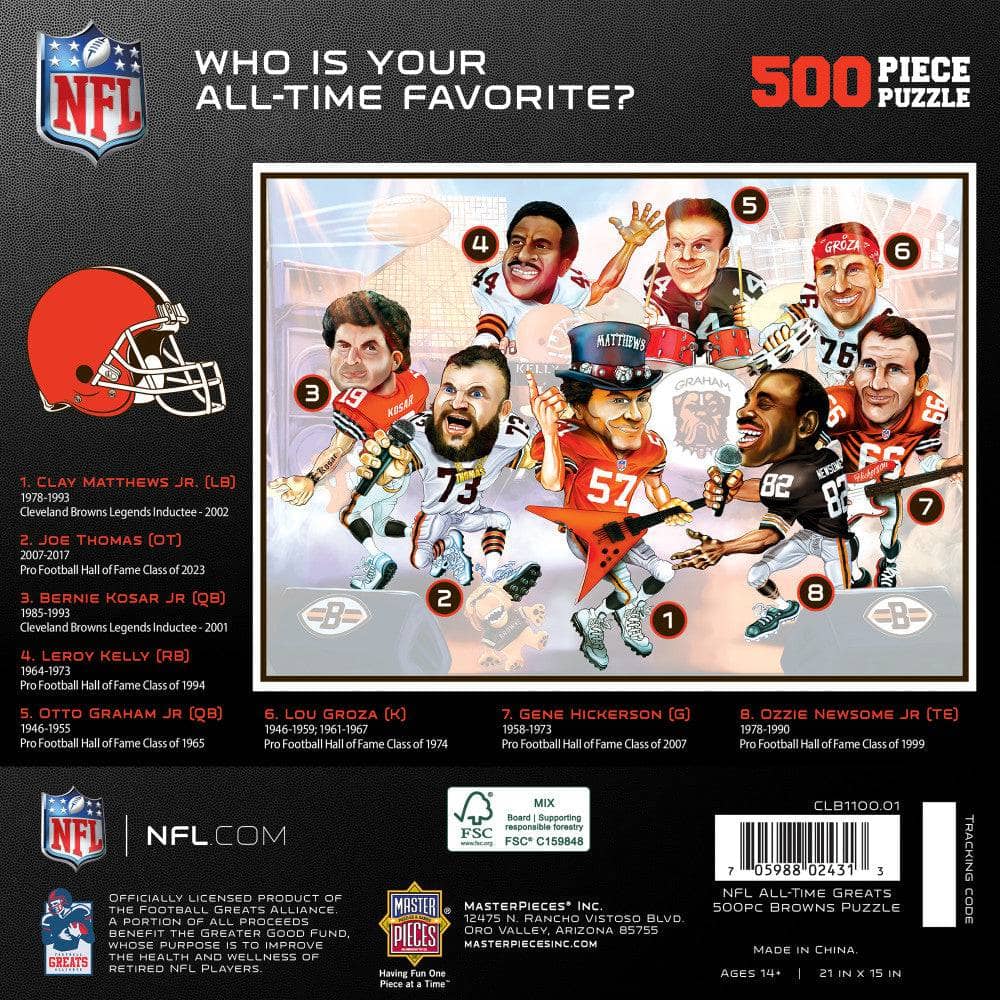 Cleveland Browns - All-Time Greats 500 Piece Jigsaw Puzzle