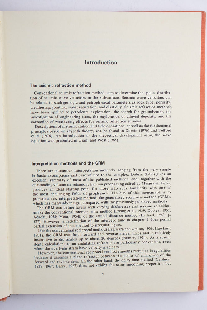 The Generalized Reciprocal Method of Seismic Refraction Interpretation (ONLINE ORDER ONLY)