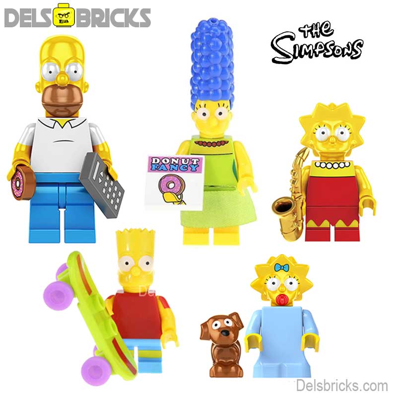 The Simpsons family of 5 Lego Minifigures Custom Toys 1 (ONLINE ORDER ONLY)
