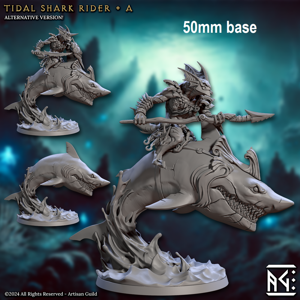 Tidal Shark Rider: Sculpt A (Mounted Male Merfolk Warrior) (Online Only)