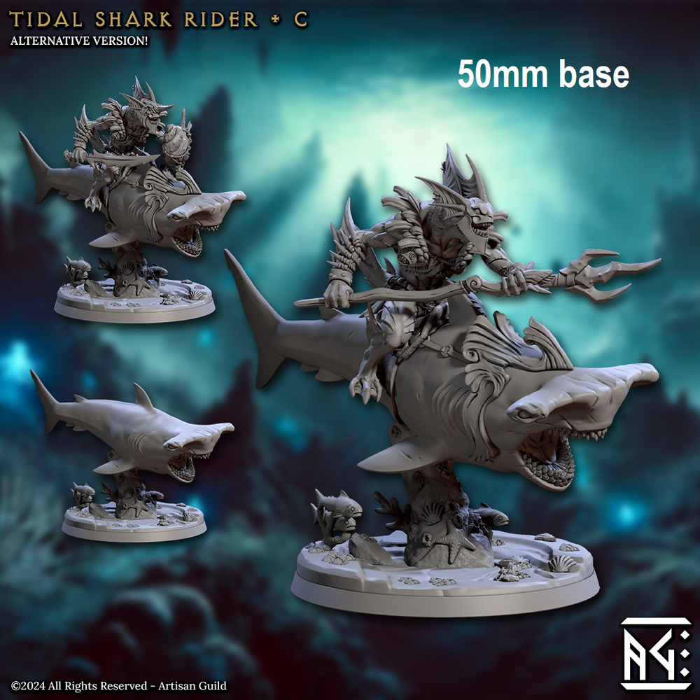 Tidal Shark Rider: Sculpt C (Mounted Male Merfolk Warrior) (Online Only)