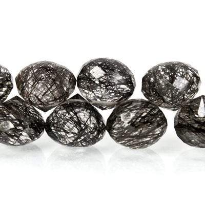 Tourmalinated Quartz Beads `Candy Kiss` Briolette (ONLINE ORDER ONLY)