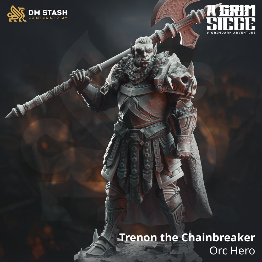 Trenon the Chainbreaker, Orc Hero (Male Half-Orc Barbarian) (Online Order Only)