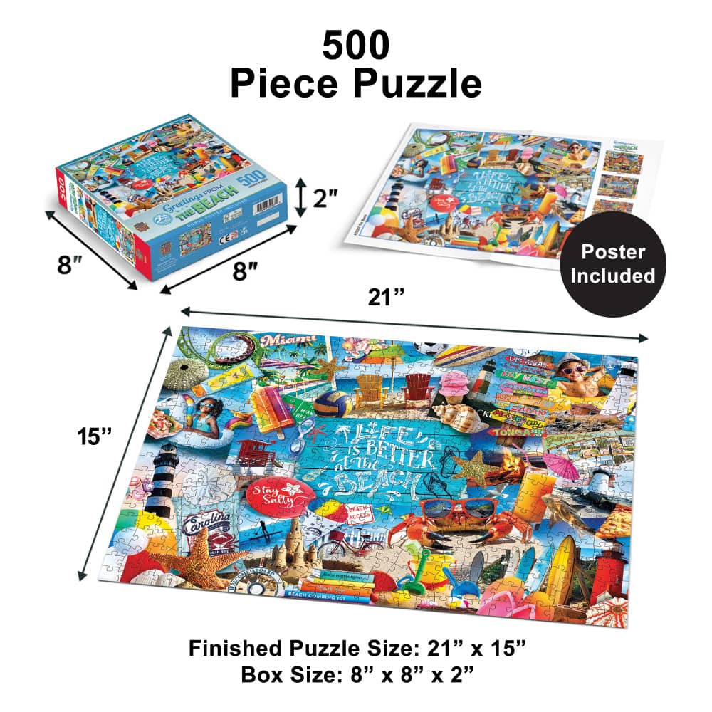 Greetings From the Beach - 500 Piece Jigsaw Puzzle