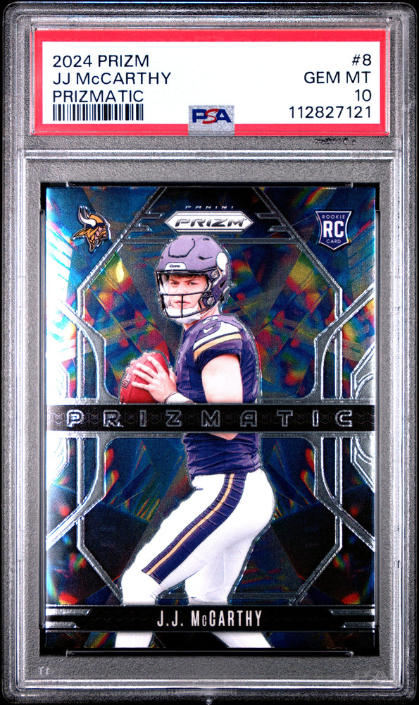 Graded 2024 Panini Prizm JJ McCarthy #8 Prizmatic Rookie RC Football Card PSA 10 Gem Mint (ONLINE ORDER ONLY)