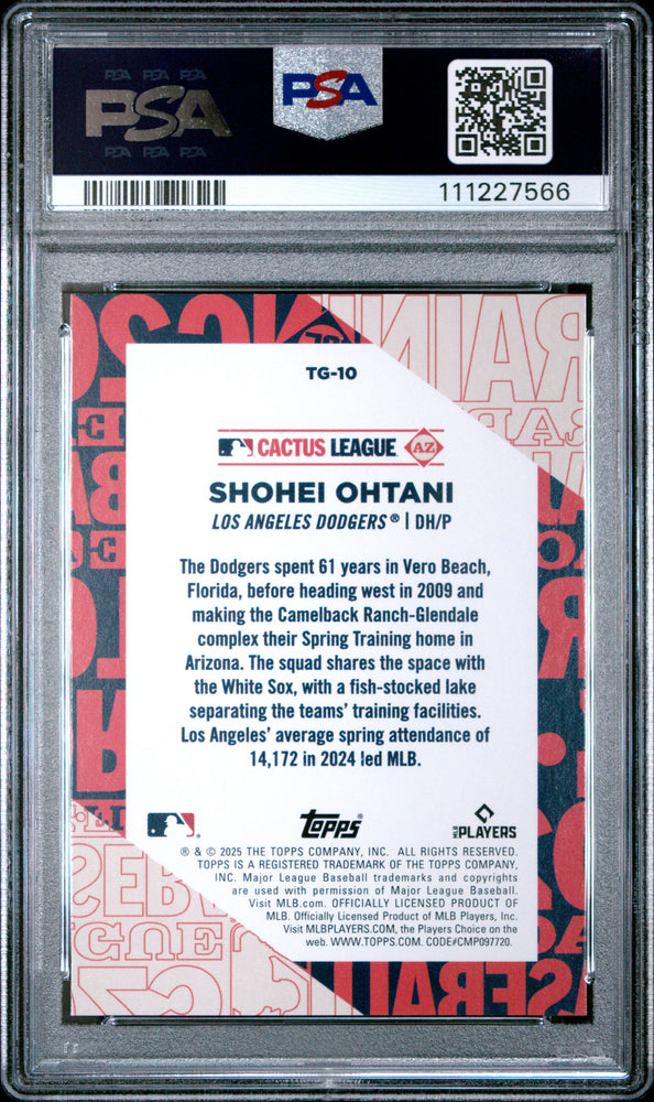 Graded 2025 Topps Now Shohei Ohtani #TG10 Baseball Card PSA 10 Gem Mint (ONLINE ORDER ONLY)