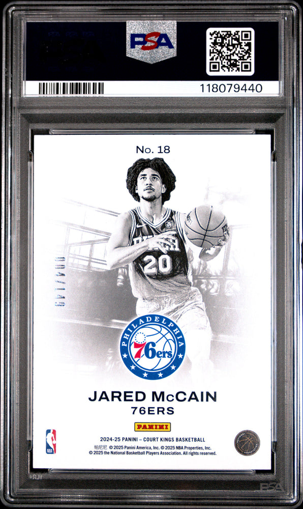 Graded 2024 Panini Court Kings Jared McCain #18 Works In Progress Ruby /149 Rookie RC Basketball Card PSA 10 Gem Mint (ONLINE ORDER ONLY)