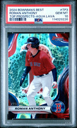 Graded 2024 Topps Bowmans Best Roman Anthony #TP3 Top Prospects Aqua Lava /199 Rookie RC Baseball Card PSA 10 Gem Mint (ONLINE ORDER ONLY)