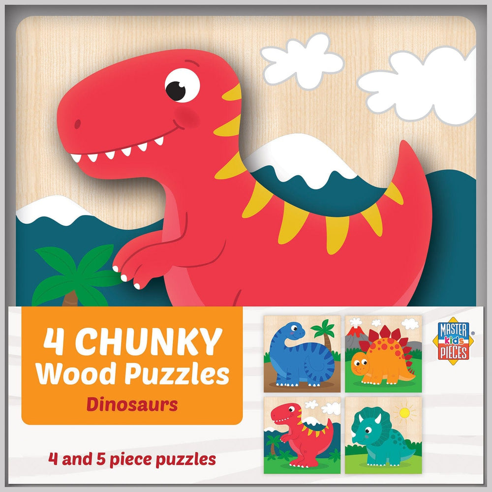 Dinosaurs Chunky Wood Puzzles - Kids 4-Pack