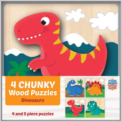 Dinosaurs Chunky Wood Puzzles - Kids 4-Pack