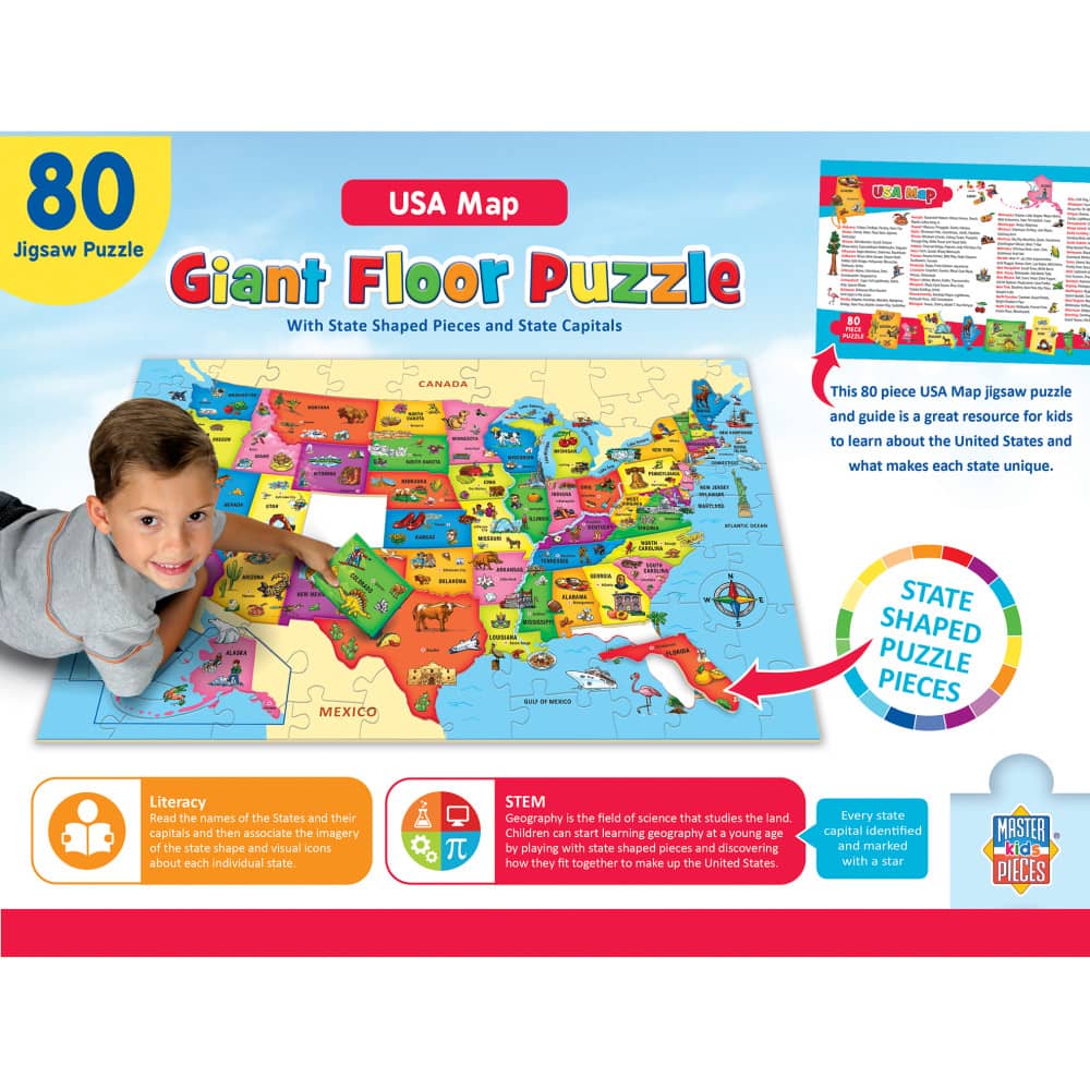Explorer - USA Map 80 Piece Floor Jigsaw Puzzle
