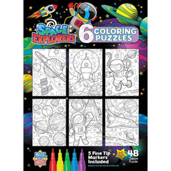 Space Explorers Coloring Puzzles 6-Pack - 48 Piece Puzzles