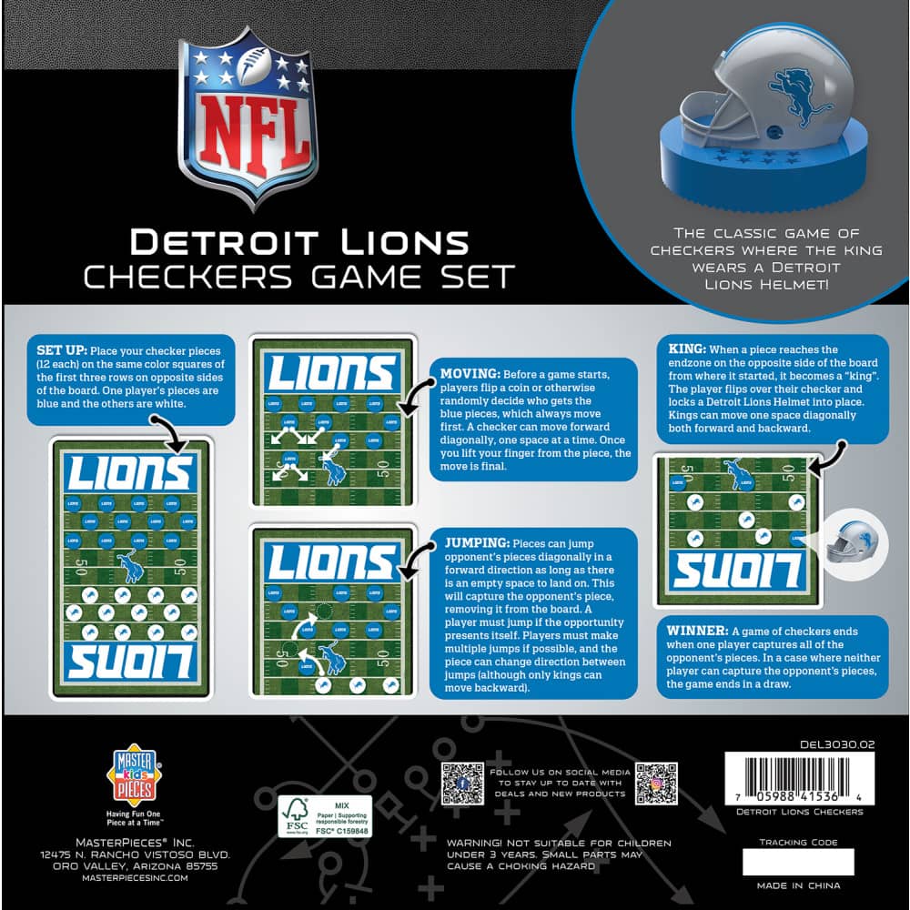 Detroit Lions Checkers Board Game