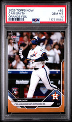 Graded 2025 Topps Now Cam Smith #58 Orange Foil /25 Rookie RC Baseball Card PSA 10 Gem Mint