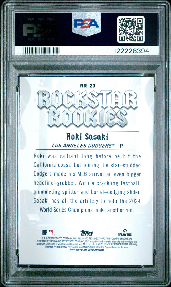 Graded 2025 Topps Bowman Roki Sasaki #RR20 Rockstar Rookies Rookie RC Baseball Card PSA 6 EX Mint (ONLINE ORDER ONLY)