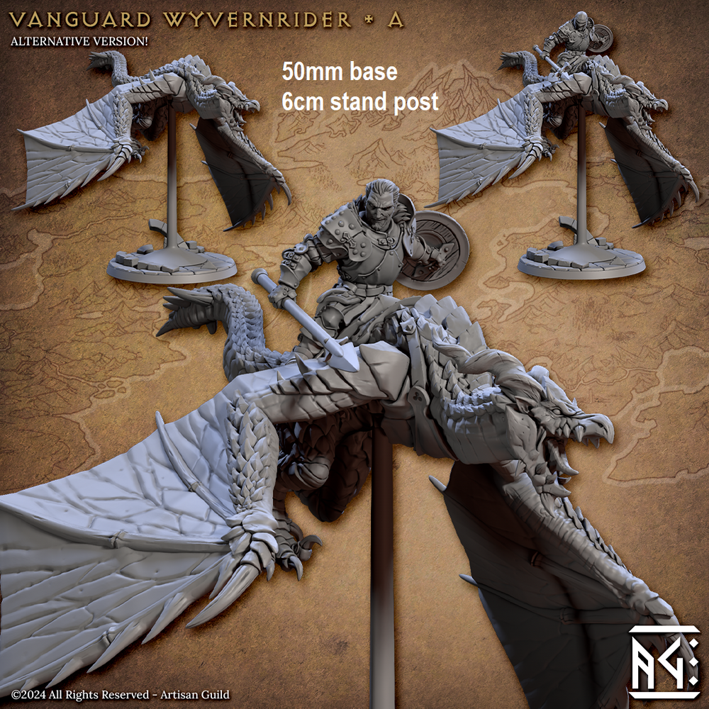 Vanguard Wyvernrider: Base Sculpt A (Mounted Male Human Fighter) (Online Only)