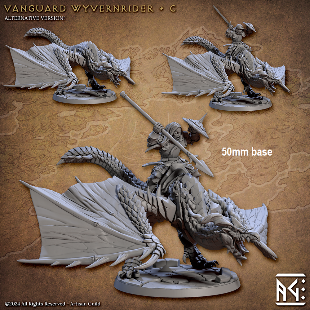 Vanguard Wyvernrider: Base Sculpt C (Mounted Female Human Fighter) (Online Order Only)