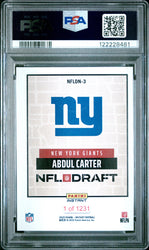 Graded 2025 Panini Instant Abdul Carter #NFLDN3 NFL Draft Night Rookie RC Football Card PSA 9 Mint