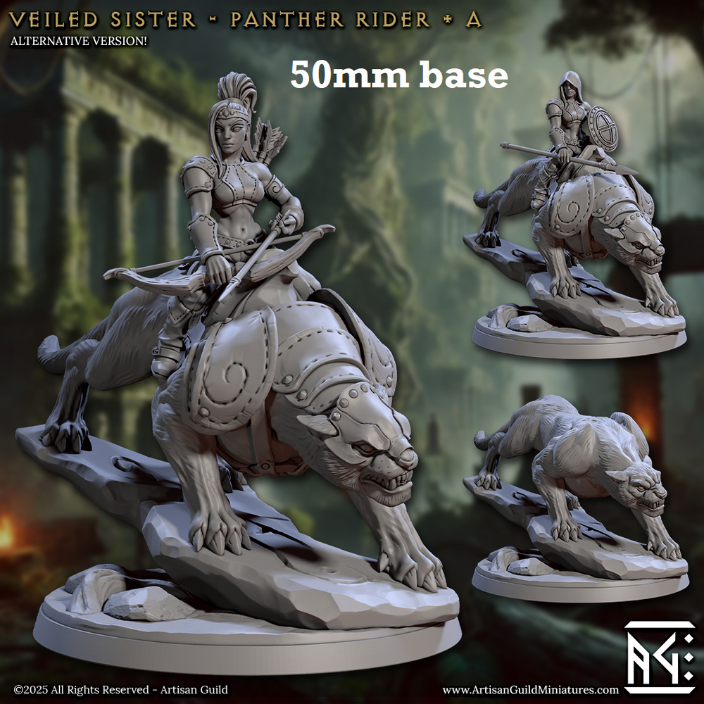 Veiled Sister Panther Rider: Sculpt A (Female Human Ranger Cavalry Unit) (Online Order Only)