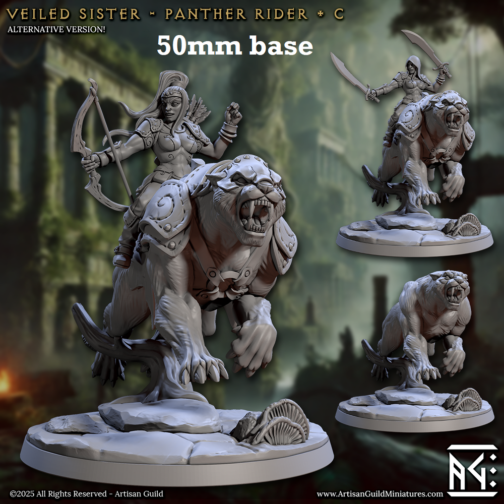 Veiled Sister Panther Rider: Sculpt C (Female Human Ranger / Fighter Cavalry Unit) (Online Only)