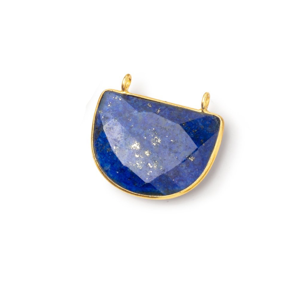 Vermeil Bezel Lapis Lazuli Faceted Half Moon Connector 1 piece (ONLINE ORDER ONLY)