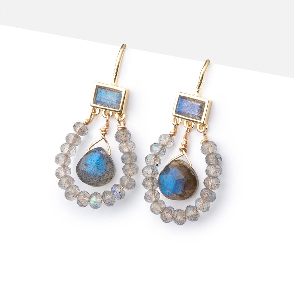 Vermeil Labradorite Baguette 3 ring Earwire Set of 2 pieces (ONLINE ORDER ONLY)